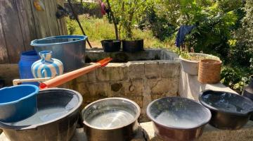 Pots of water on a ledge in Guatemala